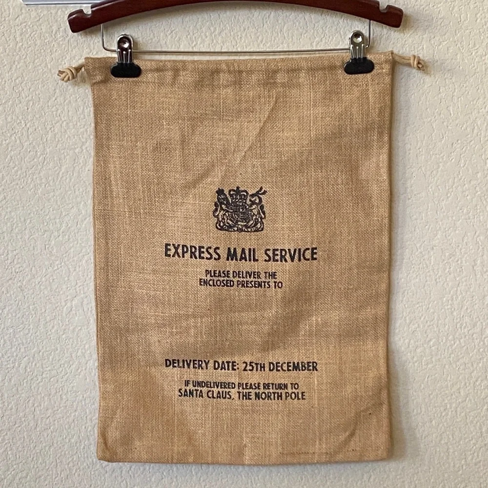 Harrow & Green Burlap Santa Bag for Holiday Gifts Drawstring Size 21”X15.5”